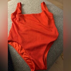 Monday Swimwear Orange Ribbed Bodysuit One Piece
